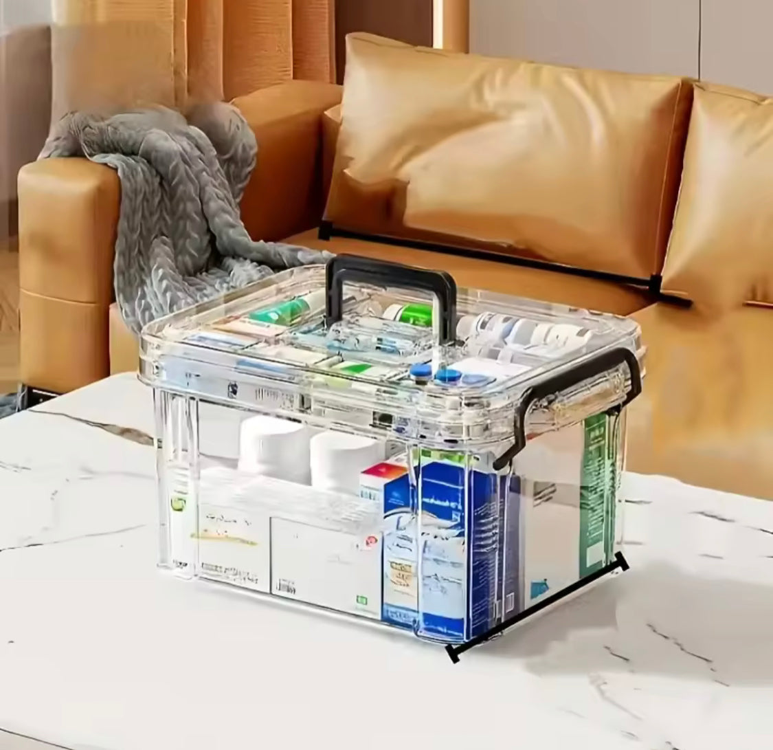 Double Layer Transparent Medicine Box, Household Medicine Box, Large Capacity Multifunctional Medicine Storage Box Double Layer Transparent Medicine Box, Household Medicine Box, Large Capacity Multifunctional Medicine Storage Box
